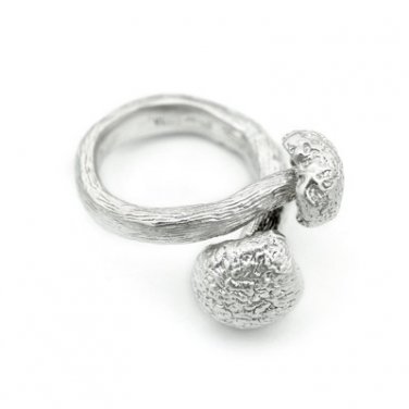 Delicate Sterling Silver Double Bead Mushroom Ring Birthday Valentine Friend Gift Q21357R