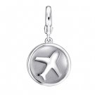 925 Silver Platinum Plated Aeroplane Plane Charm Fashion Jewelry C05379J