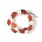 925 Sterling Silver Carnelian and Baroque Pearl Bracelet (6.5") Valentine Jewelry Gift Wife B05246B