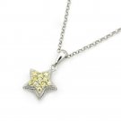 SilverKings 925 Sterling Silver Yellow CZ Star Necklace Birthday Fashion Jewelry 22' Q23007N