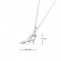 925 Sterling Silver High Heel Pink Sapphire Necklace (16'') Valentines Women Jewelry C06035N