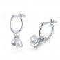 18K White Gold Cubes Dangling Diamond Solitaire Huggie Earrings (0.05cttw) F02778E