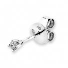 18K White Gold Martini Four Prong Setting Round Diamond Single Stud Earring (0.04 cttw) D00732L