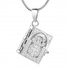 925 Sterling Silver Lord Prayer Bible Necklace Pendant Baptism Jesus C05092P