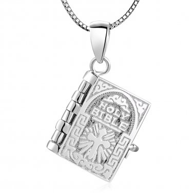 925 Sterling Silver Lord Prayer Bible Necklace Pendant Baptism Jesus C05092P