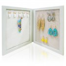 Travel Magnetic Jewelry Book Clutch Storage Organizer Case Box - Earrings Bracelet Necklace (Grey-O)
