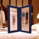 Travel Magnetic Jewelry Book Clutch Storage Organizer Case Box - Earrings Bracelet Necklace (Navy-M)