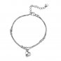 925 Sterling Silver Double Chain Dangle Heart Charm Bracelet, Women Jewelry Gift C06177B