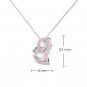 925 Sterling Silver Pink CZ Double Heart Necklace (16") Valentines Gift C06577N