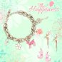 Happiness Collection - Happy Deer Charm Bracelet 6.5" (Deer, Rose, Key, Lock & White Flower) C06357B