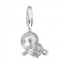Platinum Plated 925 Sterling Baby Bracelet Charm W/ 16" 925 Sterling Silver Chain B04793J