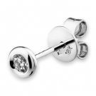 18K White Gold Round Diamond Bezel Setting Single Earring (0.08 ct) D00162L