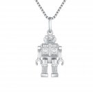925 Sterling Silver Exquisite Crafting Robot Movable Hands Legs Pendant Necklace Gift, 16" Q24350P