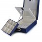Navy Blue Double Layer Travel Jewellery Storage Case Box w/ Lock & Mirror