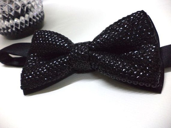 Black Sequin Bowtie, Mens bow tie, party ,wedding,special occasion, pre ...