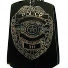 Police 911 Emergency Badge Logo - Dog Tag w/ Metal Chain Necklace