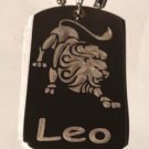 Zodiac Astrology Sign LEO Lion - Dog Tag w/ Metal Chain Necklace