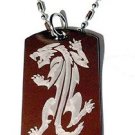 Tribal Fierce Fox Wolf Prowling Tattoo Logo - Dog Tag w/ Metal Chain Necklace
