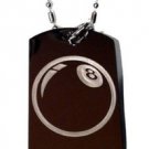 8 Ball Eight Pool Billiards Cue - Dog Tag w/ Metal Chain Necklace