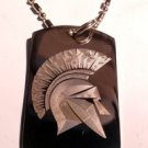 Military Dog Tag Metal Chain Necklace - Ancient Greece Warrior Spartan Helmet