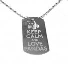 Military Dog Tag Metal Chain Necklace - Keep Calm and Love Pandas Panda Bear