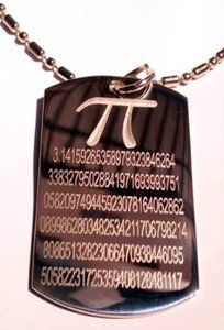 Mathematics Pi Pie 3.14159 Math Symbol - Dog Tag w/ Metal Chain Necklace
