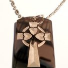Military Dog Tag Metal Chain Necklace - Irish Good Luck Clover with Celtic Cross
