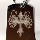 Angel Wings Wing Holy Cross Jesus Christ Logo  - Dog Tag w/ Metal Chain Necklace