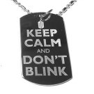Military Dog Tag Metal Chain Necklace - Keep Calm and Don't Blink Tardis Police