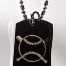 Baseball Cross Bat Sports Logo Symbols - Dog Tag w/ Metal Chain Necklace