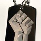 Power to the People Revolution Hand Fist Logo - Dog Tag w/ Metal Chain Necklace