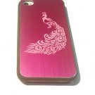 Peacock Bird Tattoo Engraved Logo - FITS iPhone 4 / 4s Aluminum Pink Case