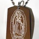 Praying Virgin Mary Guadalupe Jesus Christ - Dog Tag w/ Metal Chain Necklace