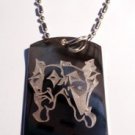 Military Dog Tag Metal Chain Necklace - Happy Sad Theater Theatrical Drama Mask