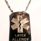 Medical Emergency Latex Allergy Logo - Dog Tag w/ Metal Chain Necklace