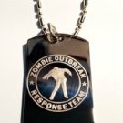 ZORT Walking Zombie Dead Man Outline Logo  - Dog Tag w/ Metal Chain Necklace