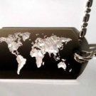 World MAP Globe Planet Mother Earth Logo - Dog Tag w/ Metal Chain Necklace