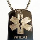 Medical Emergency Wheat Allergy Logo  - Dog Tag w/ Metal Chain Necklace