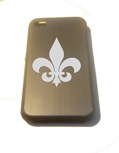 Fleur De Lis Armor Engraved Logo - FITS iPhone 4 / 4s Aluminum Silver Case