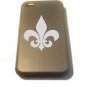 Fleur De Lis Armor Engraved Logo - FITS iPhone 4 / 4s Aluminum Silver Case