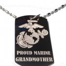 United States USMC Marines Proud Grandmother - Dog Tag w/ Metal Chain Necklace