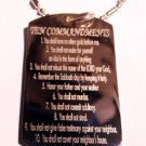 Military Dog Tag Metal Chain Necklace - The Ten Commandments Christian/Judaism