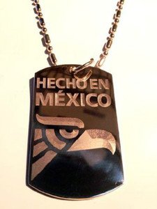 Hecho In Mexico "Made In" Eagle Logo - Dog Tag w/ Metal Chain Necklace