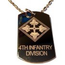 Military Dog Tag Metal Chain Necklace - United States Army 4th Infantry Division
