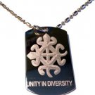 International Symbol for Unity in Diversity - Dog Tag w/ Metal Chain Necklace