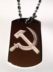 Hammer & Sickle USSR Former Soviet Union Logo - Dog Tag w/ Metal Chain Necklace