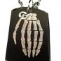 Skeleton Dead Hand Grenade Design - Dog Tag w/ Metal Chain Necklace