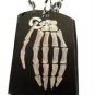 Skeleton Dead Hand Grenade Design - Dog Tag w/ Metal Chain Necklace