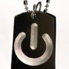 International Power On Button Symbol - Dog Tag w/ Metal Chain Necklace