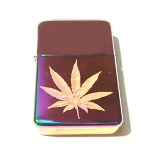 Vector Custom Engraved Butane Lighter - Marijuana Pot Weed Ganja Leaf Logo